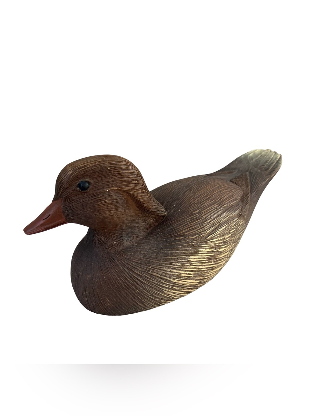 Duck Decoy Figurine Mallard Hen Brown Resin 7” Rustic Decorative Cabin Cottage
